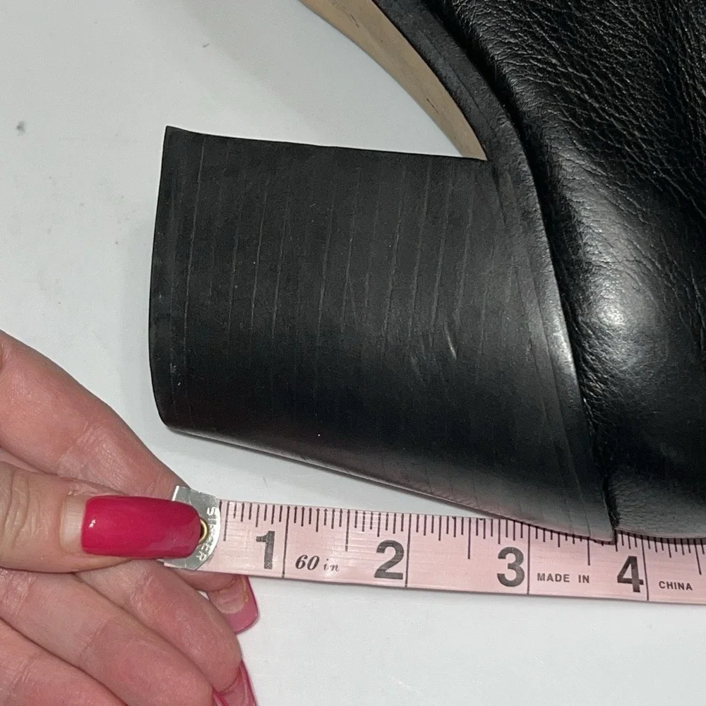 Loeffler Randall Ella Black Leather Chunky Heel Block Ankle Boots Women Size 11B
